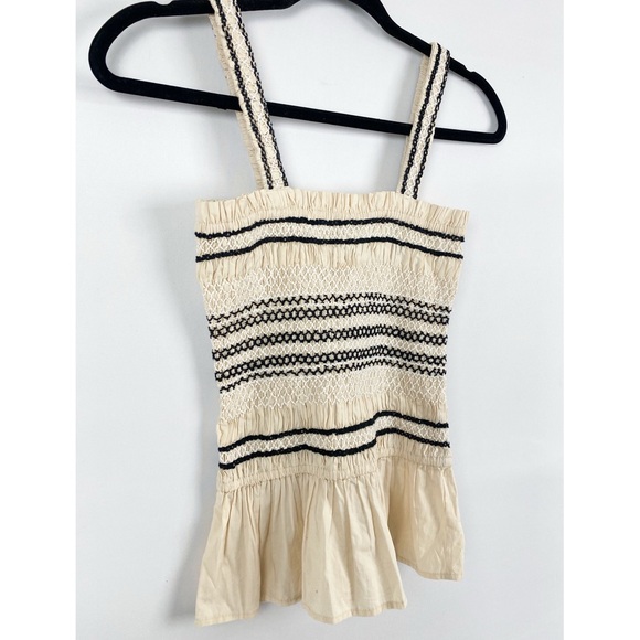 Rails Cecily Smocked Peplum Tank Top, Flax Cream - Size S - Picture 4 of 7